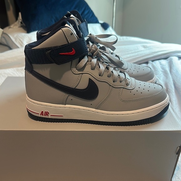 Nike Air Force 1 High Top Sneakers - Gray and Navy - Picture 4 of 6